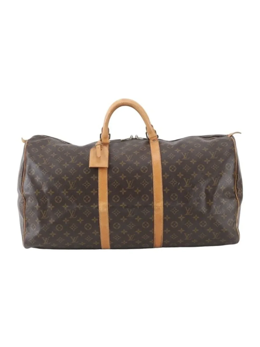 Louis Vuitton Monogram Keepall 60 Leather Boston Bag Tote Carry